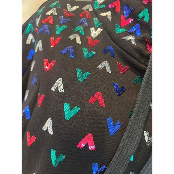 Oversized black hooded sequin pullover M L - Picture 3 of 7